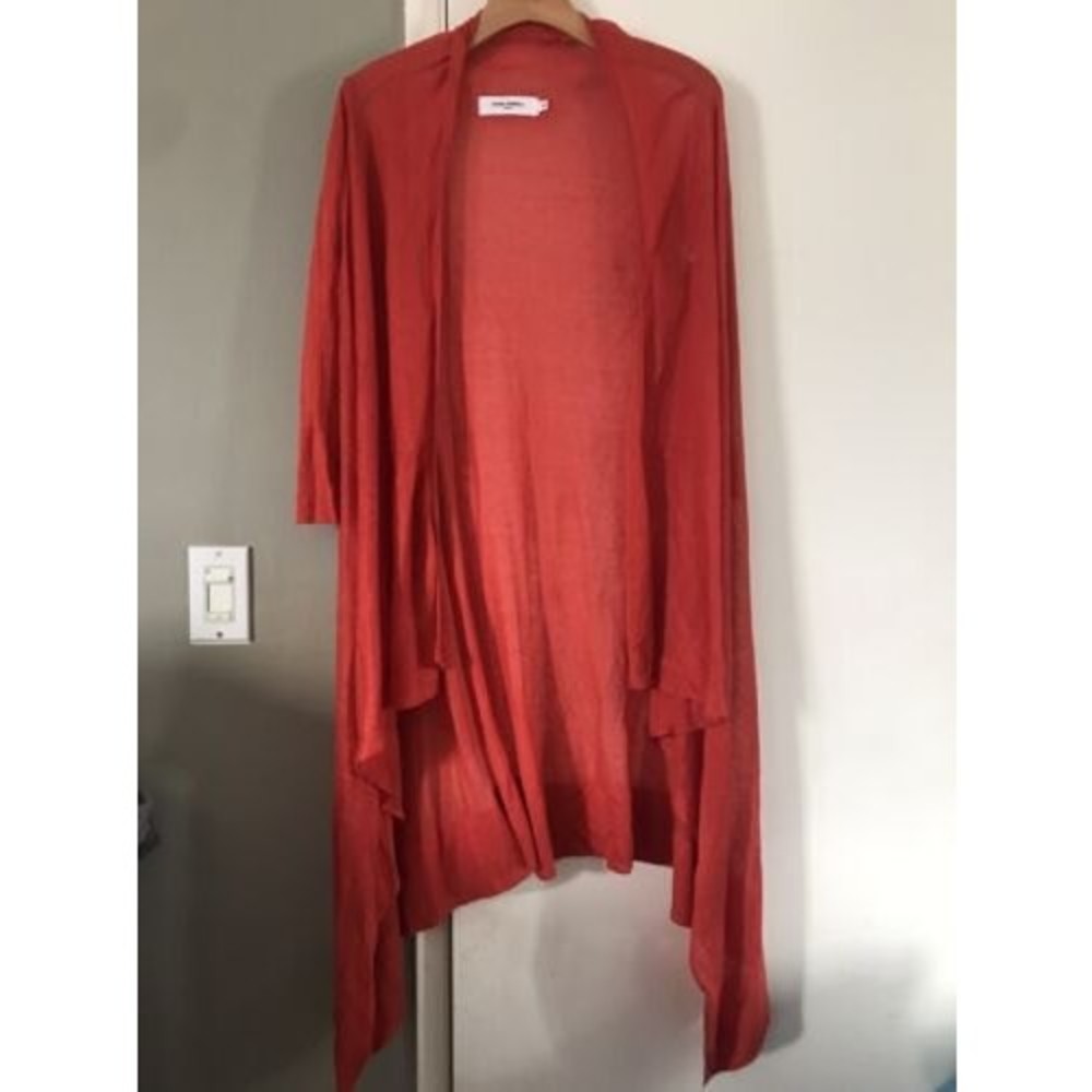 EUC Greek knit wear Ioanna Kourbela Scarlet Shortsleeve Long Cardigan M